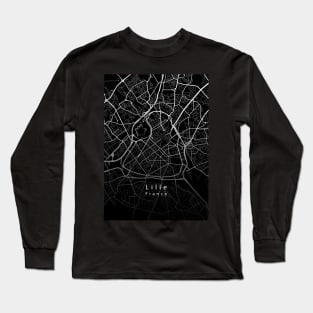 Lille France City Map dark Long Sleeve T-Shirt